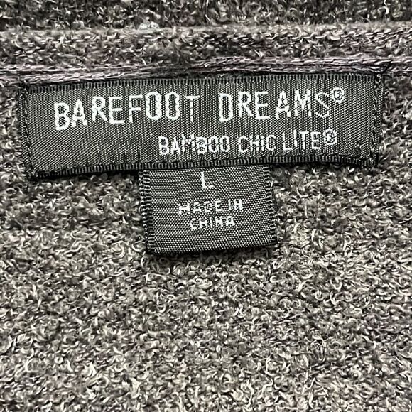 Barefoot Dreams Bamboo Chic Lite Heather Gray Open Cardigan with Pockets- Large - Picture 13 of 16